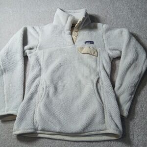 Patagonia Worn Wear Polartec Off White Sherpa Fleece Pullover Jacket Women's XS